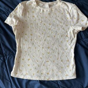 Floral Cream Short Sleeve Top